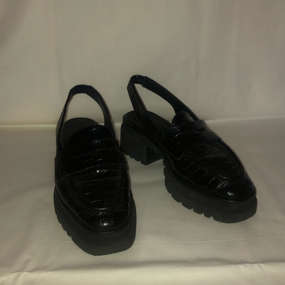Freda Salvador Black Croc Leather Slingback Flats Women's US 7 - Picture 2 of 7